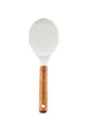 Milk white silicone rice paddle with natural short wooden handle for non-stick cookware - Rice Spoon