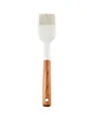 Premium cream white silicone pastry basting brush with a natural short wooden handle - Oil Brush