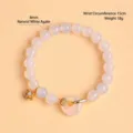 Natural white agate beaded bracelet featuring a gold flower charm and translucent Ping'an buckle - 8mm Bead Diameter-15cm Wrist / 8mm White Agate Gold Fu An Ring Bracelet