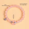 8mm natural rose quartz beaded bracelet with pink agate ring and flower charm - 8mm Bead Diameter-15cm Wrist / 8mm Rose Quartz White Gold Fu An Ring Bracelet