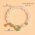 Natural white agate and Hetian jade beaded bracelet with 15cm wrist circumference - 8mm Bead Diameter-15cm Wrist / 8mm White Agate Hetian Jade Gold Bracelet