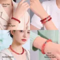 Natural southern red agate bead jewelry set featuring necklace and bracelet with magnetic clasp - Bracelet and Necklace 2-in-1 / 8mm Bead Diameter / South Red