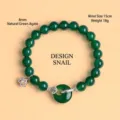 Natural green agate beaded bracelet with silver flower and peace buckle charms for women - 8mm Bead Diameter-15cm Wrist / 8mm Green Agate White Gold Fu An Ring Bracelet