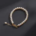 Elegant natural freshwater pearl bracelet with gold heart extension chain - Simple Freshwater Pearl Style