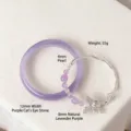 Elegant lavender purple cat-eye stone bangle with a butterfly crystal beaded bracelet set - 54mm / Lavender Butterfly Layered Style