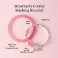 Exquisite pink strawberry crystal bracelet and bangle set with butterfly charm and pearls - 54mm / Strawberry Quartz Butterfly Layered Style