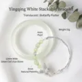 Elegant pale green cat-eye bangle and butterfly charm bracelet set for stacking - 60mm / Prehnite Butterfly Layered Style
