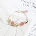 Elegant 14k gold-filled strawberry quartz and cat's eye bead bracelet for women, sweet style - One Size / Strawberry Quartz and Moonstone Style
