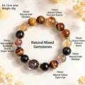 Elegante pulsera de cuentas de piedras naturales con ojo de tigre y citrino fino - Ojo de Tigre & Cristal de Torre Amarilla / 10mm-12mm Diámetro de Cuenta (15cm Circunferencia)
