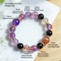 Pulsera de cuentas de cristal con amatista y súper siete oro negro para mujer - Amatista Natural / 10mm-12mm Diámetro de Cuenta (15cm Circunferencia)