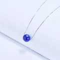 Elegant blue lapis lazuli bead necklace on a minimalist silver chain - Lapis Lazuli / Silver