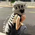 Detailed view of plush dinosaur skeleton headgear with realistic spinal bone structure - Dinosaur Skeleton / 75cm