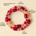 Elegant Armband aus roten Achatperlen und gelben Kristallperlen mit Glasschliff - Natürliches Gelber Turmkristall Roter Achat Doppelreihiges Armband (KFYT03103)
