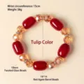 Rote Achat- und Glasperlen-Armband, Tulpenfarbe, 15 cm Umfang und 38 g Gewicht - Natürliches Roter Achat Armband (KFYT03103)