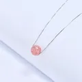 Pink strawberry crystal bead necklace with a minimalist silver chain for women - Strawberry Quartz / Silver