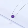 Minimalist purple crystal bead necklace with elegant silver box chain for women - Amethyst / Silver
