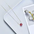 Romantic minimalist strawberry crystal pendant necklace with fine gold chain for women - Strawberry Quartz / Gold