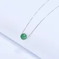 Minimalist natural green strawberry crystal bead pendant necklace with slim silver chain - Green Strawberry Quartz / Silver