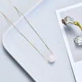 Minimalist strawberry quartz crystal pendant necklace with fine gold box chain - Rose Quartz / Gold