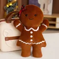Gingerbread man plush toy with red bow, soft stuffed doll for Christmas gift and decoration - Female Gingerbread Man Pendant / 15cm