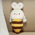 Cute plush bunny bee toy with soft white fur, yellow-brown striped body and small white wings - Standing Bee Bunny / 35cm