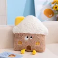 Niedliches Cartoon-Haus Plüschkissen und Decke 2-in-1 in Braun und Weiß - 40x35cm / Nur Kissen / Braun und Weiß