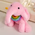 Niedliches rosa Plüschelefant-Spielzeug mit Regenbogen-Häkelkragen für Babys und Deko - 45cm / Regenbogen-Halsband-Stil / Rosa