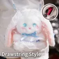 Niedliche weiße Lolita Kaninchen Plüsch Umhängetasche mit Kordelzug für Mädchen - Kordelzug-Stil / 20cm / Blauer Hase