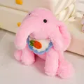 Niedliches rosa Elefanten-Plüschtier mit gestricktem Karotten-Lätzchen, ideal zur Beruhigung - 45cm / Karotten-Lätzchen-Stil / Rosa