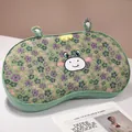 Almohada lumbar de gasa floral verde con cara de vaca de dibujos animados para oficina y hogar - 52x30x6cm Almohada Baja Universal / Pony Verde