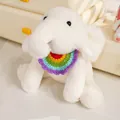 Süßes weißes Plüsch-Elefantenspielzeug mit buntem Regenbogen-Häkelschal für Babys - 45cm / Regenbogen-Halsband-Stil / Weiß