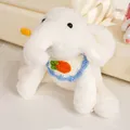 Weiches weißes Plüsch-Elefantenspielzeug mit einer süßen handgestrickten Karotten-Latz - 45cm / Karotten-Lätzchen-Stil / Weiß