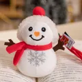 Cute plush Christmas snowman ornament with red scarf and snowflake embroidery - Red Snowman / 12cm