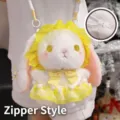 Süße Lolita-Plüschhasen-Umhängetasche mit gelber Spitze und Reißverschluss. - Reißverschluss-Stil / 20cm / Gelbe Hase