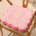 Cojín para silla con forma de flor a cuadros rosas para oficina y decoración hogar - Rosa
