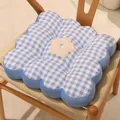 Cojín de silla en forma de flor a cuadros azul y blanco para el hogar o la oficina - Azul