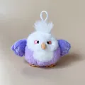 Cute fluffy purple and white plush bird keychain pendant for backpacks and gift ideas - 10cm / Purple