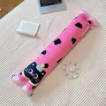 Soft pink long cat body pillow with black spots and cute lettering for side sleeping - 85 cm / Pink Cat