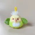Cute plush round bird doll charm in yellow and green for bag decoration - 10cm / Green