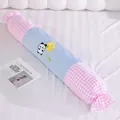 Almohada cilíndrica refrescante en forma de caramelo con cuadros rosas y panda - 60CM / Rosa: Panda