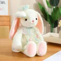 Süßer weißer Plüschhase mit einem lieblichen blumigen Kleid und Schleifen-Kopfschmuck - 40CM / Blau