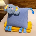 Lindo cojín manta 2 en 1 de felpa con diseño de elefante azul para oficina y coche - Elefante / 100x190cm