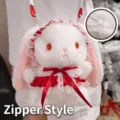 Süße weiße Lolita-Hasen-Plüschtasche mit Reißverschluss und rotem Spitzenkleid - Reißverschluss-Stil / 20cm / Rotes Kaninchen