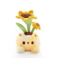 Lindo gato de peluche amarillo con diseño de girasol para decoración de escritorio - Maceta de Gato con Girasol