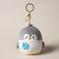 Cute plush penguin keychain with a blue swirl lollipop charm - 10cm / Gray