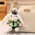 Porte-clés lapin en peluche en uniforme de police verte per sac - 16cm / Lapin Policier de la Circulation