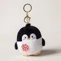Plush penguin keychain with red and white swirl lollipop for backpack - 10cm / Black