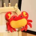 Cute red crab plush keychain with soft orange belly and gold-colored metal clasp - Crab / 15cm