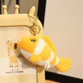 Cute clownfish plush keychain in vibrant yellow and white - Clownfish / 15cm