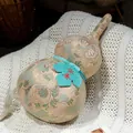 Orientalisches Kissen in Kürbisform mit Goldprägung und Stickerei - 25cm / Grün-Gesundheit